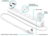 Kasa Smart Plug Power Strip HS300, Surge Protector with 6 Individually Controlled Smart Outlets and 3 USB Ports, Works with Alexa & Google Home, No Hub Required , White